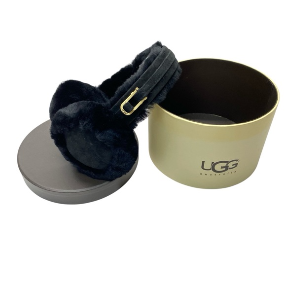 Ugg Australia Women Classic Black Fur Suede Earmuffs in Original Box One Size - Picture 1 of 16